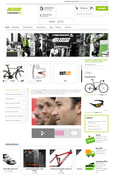 Sitio web GreenHub.es concept store de Merida Bikes